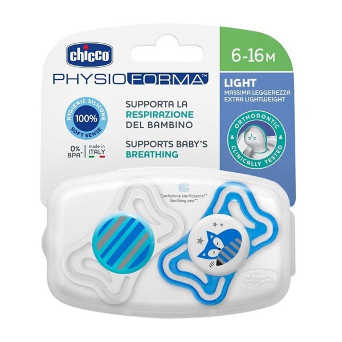 CHUPETE PHYSIO LIGHT 6-16M 2UND AZUL 