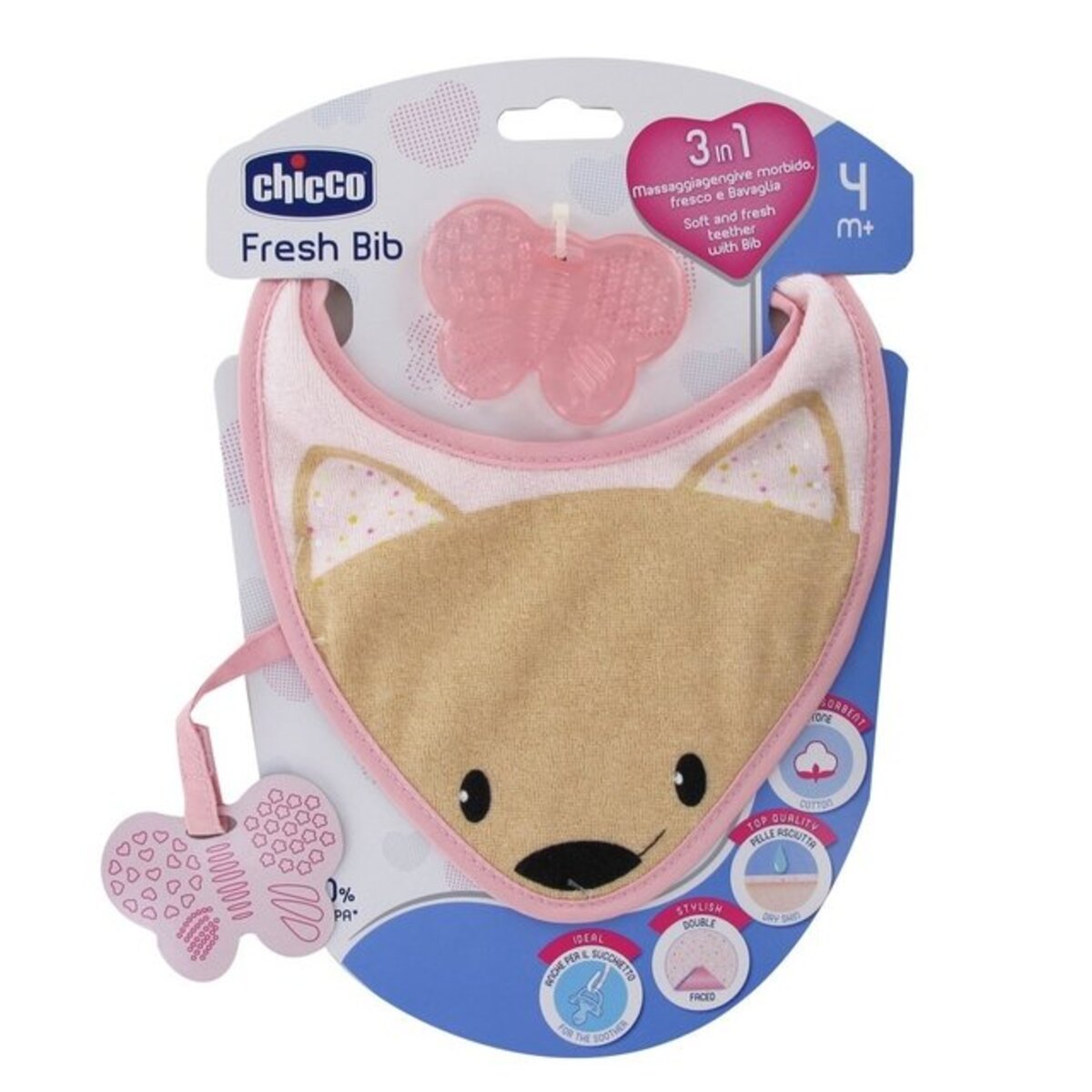 BABERO MORDEDOR 3EN1 FRESH BIB ROSA
