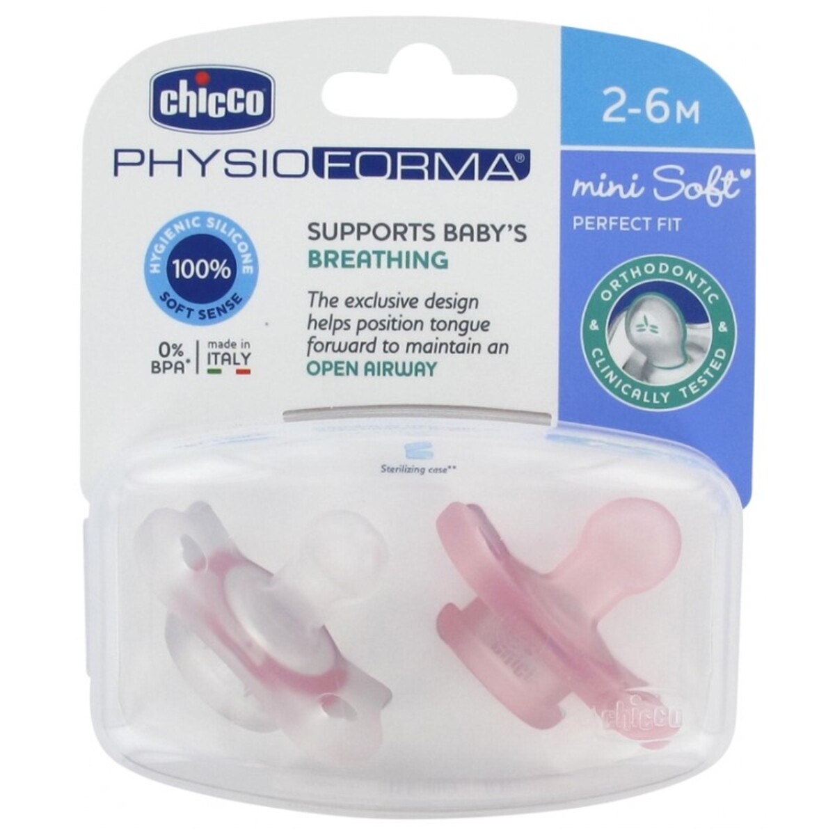SET CHUPETE PHYSIOFORMA MINI SOFT 2-6M ROSA 