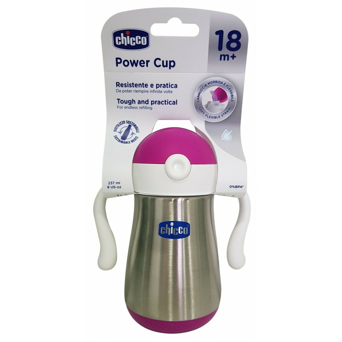 VASO INOX POWER CUP ROSA