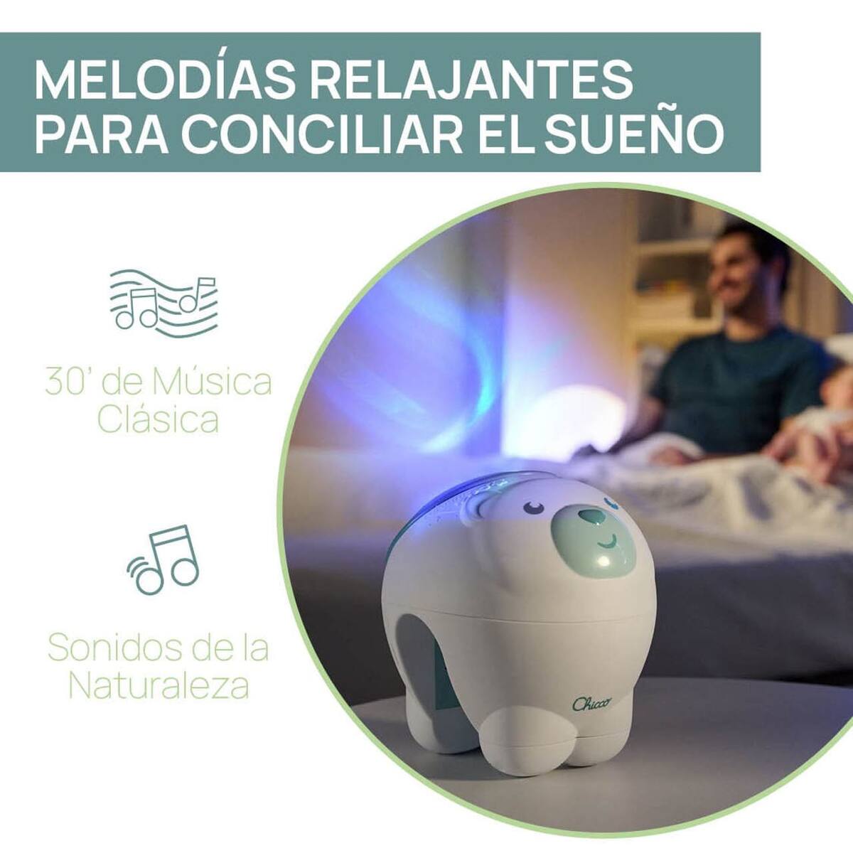 PROYECTOR OSITO POLAR DE CUNA  AZUL